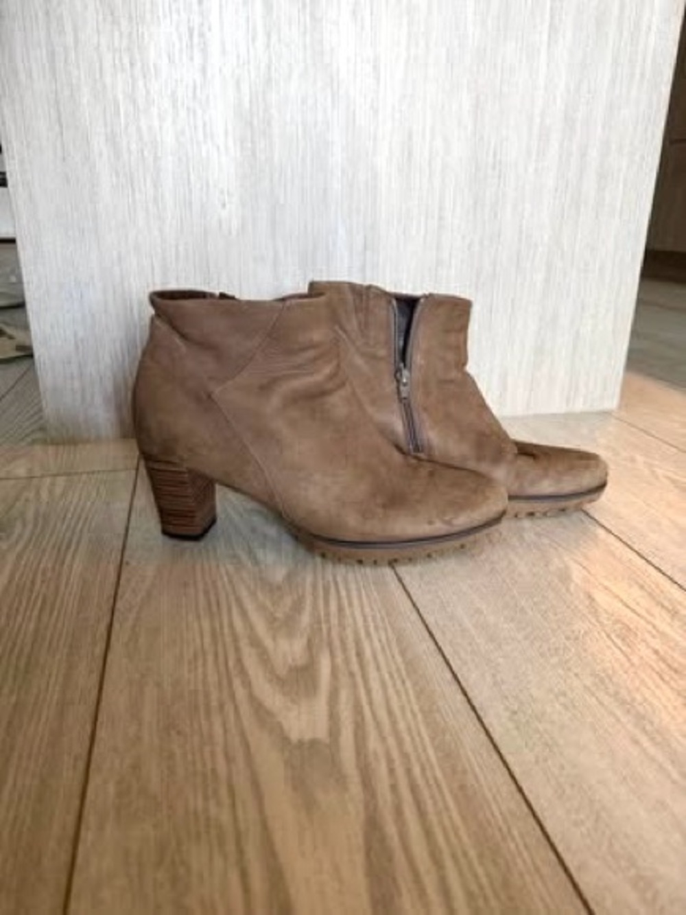 Gabor Taupe Suede Ankle Heeled Boots